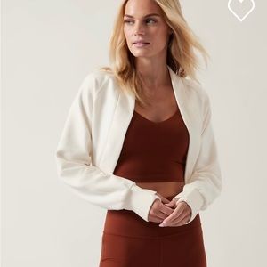 Athleta Retroplush Crop Wrap Shrug Magnolia White Size S